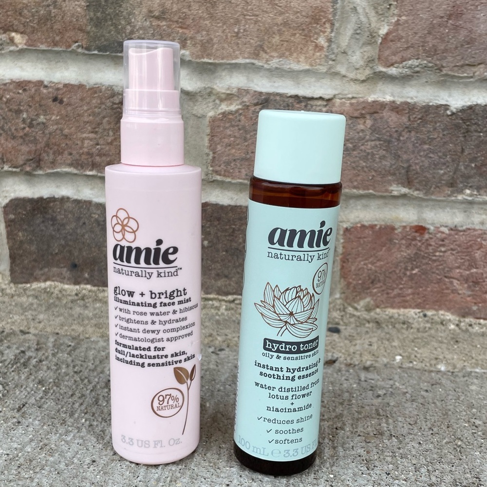 Amie Naturally Kind Face Mist and Natural Toner Lot of 2 NEW
